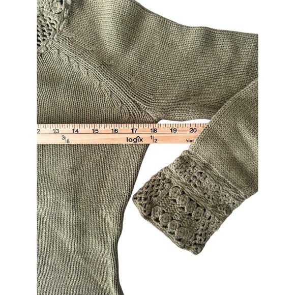 Liz Claiborne Green Crochet Knit Sweater Size Small Cottagecore Preppy Stylish - Picture 4 of 9